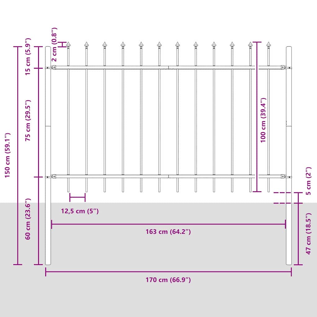 Garden Fence White 1.7 x 1 m Powder-coated steel