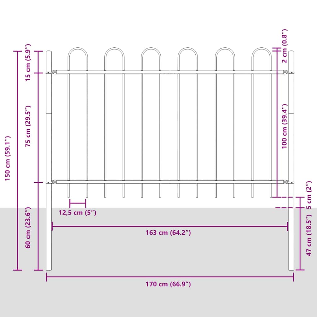 Garden Fence White 1.7 x 1 m Powder-coated steel