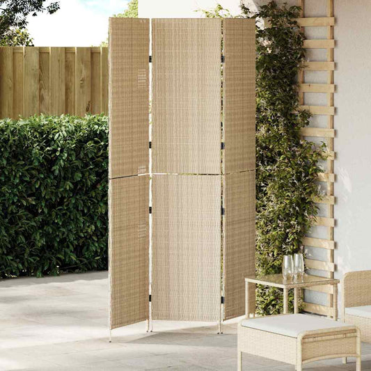 Room Divider Folding Manual Beige 147 x 180 cm Poly Rattan