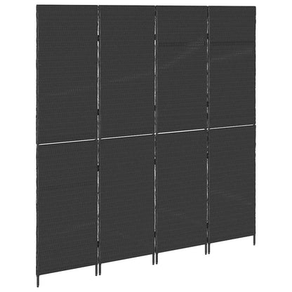 Room Divider Folding Manual Black 195 x 180 cm Poly Rattan