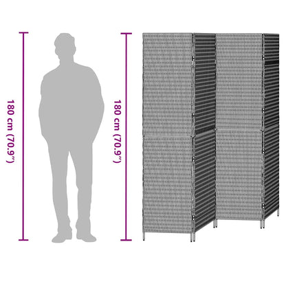 Room Divider Folding Manual Brown 195 x 180 cm Poly Rattan