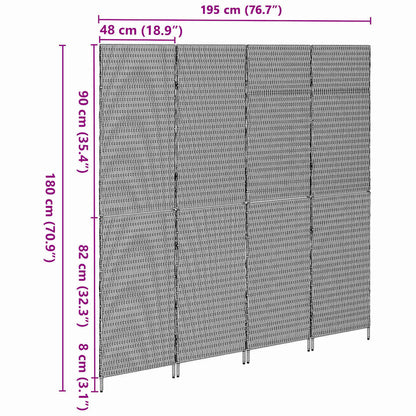 Room Divider Folding Manual Brown 195 x 180 cm Poly Rattan