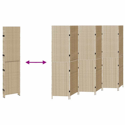 Room Divider Folding Manual Beige 292 x 180 cm Poly Rattan