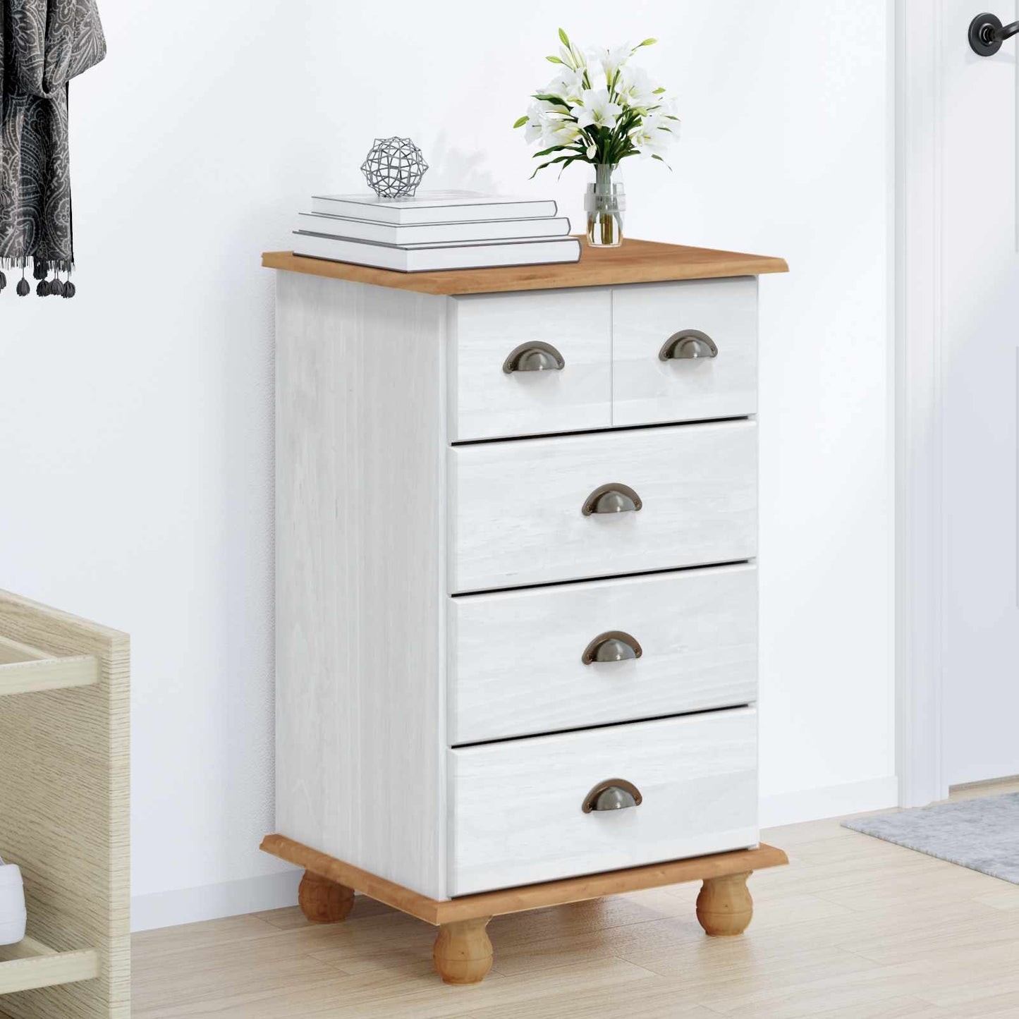 Chest of Drawer ASKIM White 45.8 x 40 x 79 cm Solid Pine wood