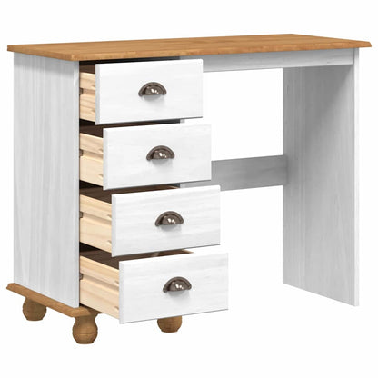 Desk with Drawer ASKIM White 95 x 40 x 75 cm Solid pine wood