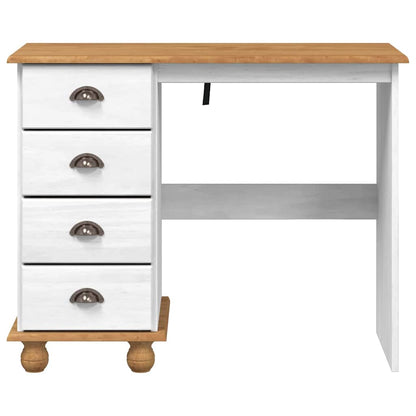 Desk with Drawer ASKIM White 95 x 40 x 75 cm Solid pine wood