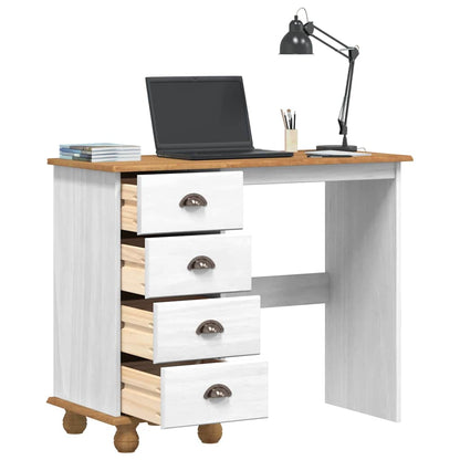 Desk with Drawer ASKIM White 95 x 40 x 75 cm Solid pine wood