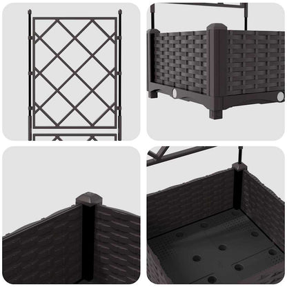 Garden Planter with Trellis Brown 40 x 40 x 125.5 cm PP