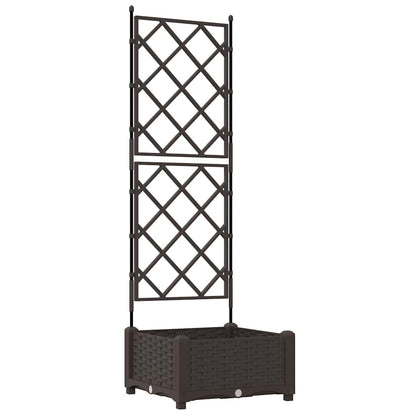 Garden Planter with Trellis Brown 40 x 40 x 125.5 cm PP