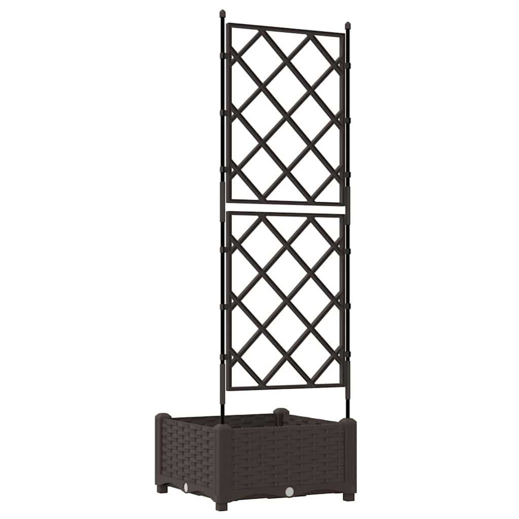 Garden Planter with Trellis Brown 40 x 40 x 125.5 cm PP