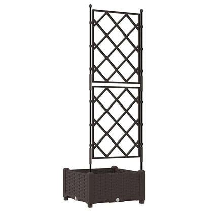 Garden Planter with Trellis Brown 40 x 40 x 125.5 cm PP