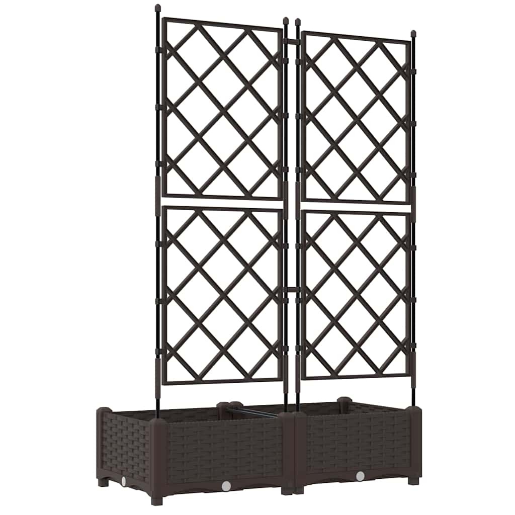 Garden Planter with Trellis 2 pcs Brown 80 x 40 x 125.5 cm PP