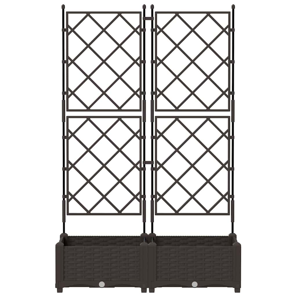 Garden Planter with Trellis 2 pcs Brown 80 x 40 x 125.5 cm PP
