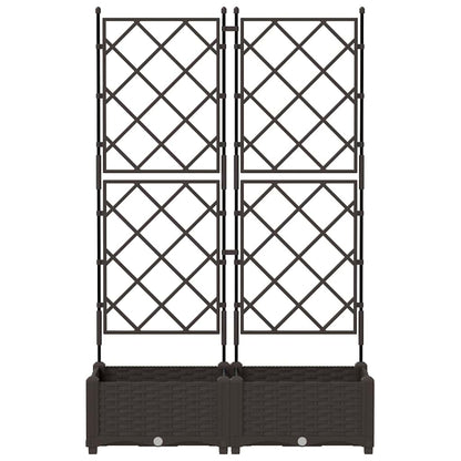 Garden Planter with Trellis 2 pcs Brown 80 x 40 x 125.5 cm PP