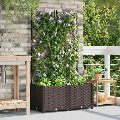 Garden Planter with Trellis 2 pcs Brown 80 x 40 x 143 cm PP