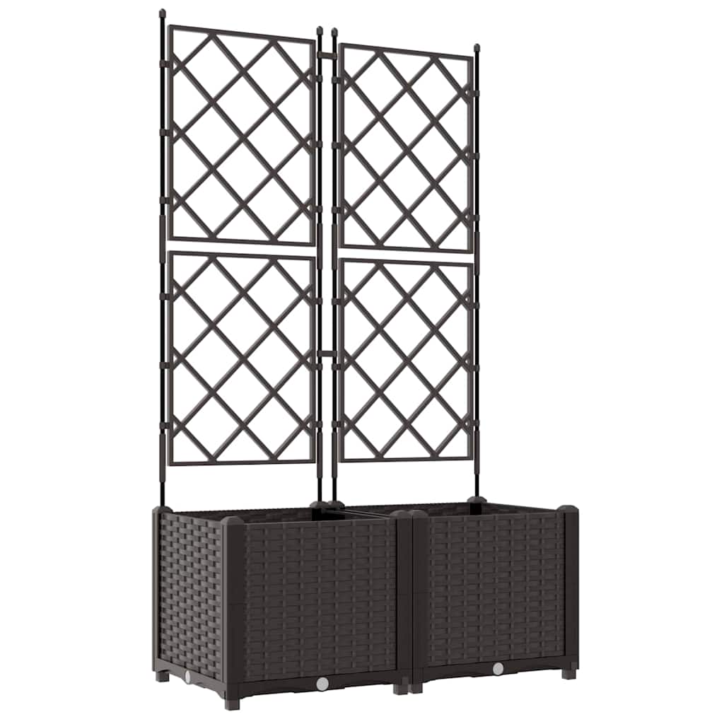 Garden Planter with Trellis 2 pcs Brown 80 x 40 x 143 cm PP