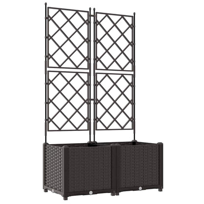 Garden Planter with Trellis 2 pcs Brown 80 x 40 x 143 cm PP