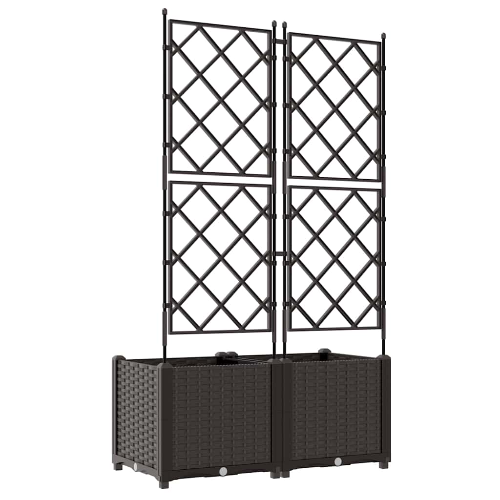 Garden Planter with Trellis 2 pcs Brown 80 x 40 x 143 cm PP