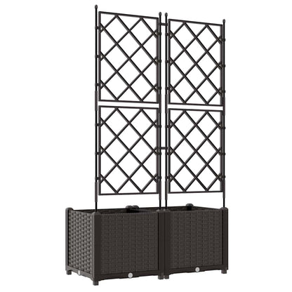 Garden Planter with Trellis 2 pcs Brown 80 x 40 x 143 cm PP