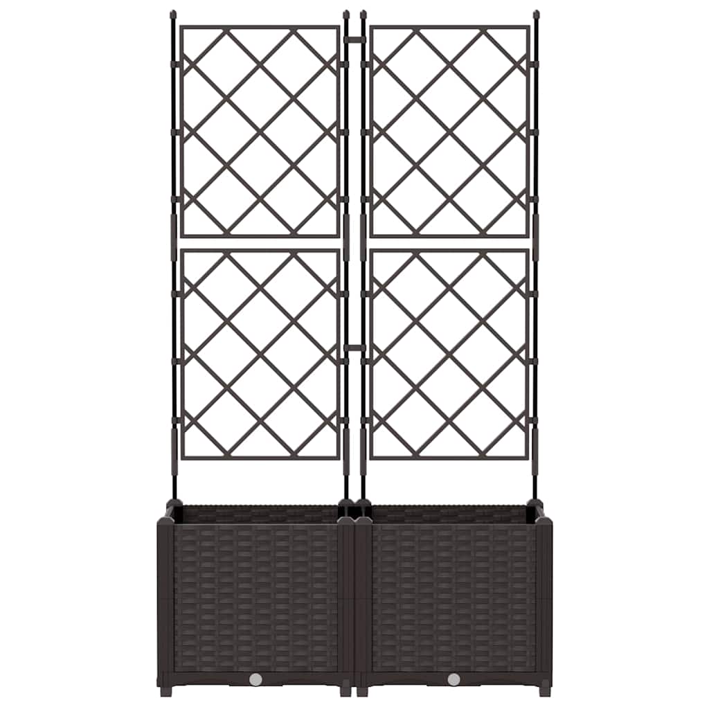 Garden Planter with Trellis 2 pcs Brown 80 x 40 x 143 cm PP