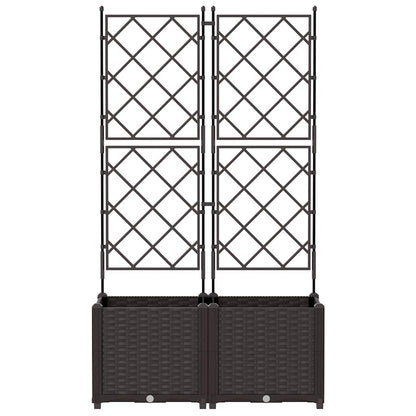 Garden Planter with Trellis 2 pcs Brown 80 x 40 x 143 cm PP