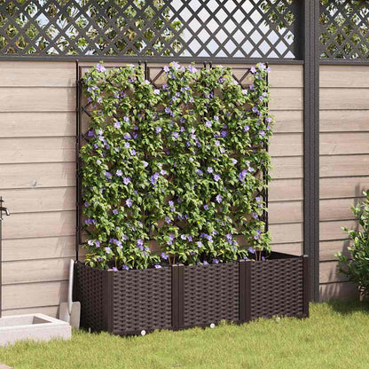 Garden Planter with Trellis 3 pcs Brown 120 x 40 x 143 cm PP