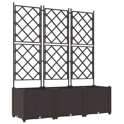 Garden Planter with Trellis 3 pcs Brown 120 x 40 x 143 cm PP