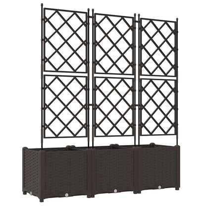 Garden Planter with Trellis 3 pcs Brown 120 x 40 x 143 cm PP