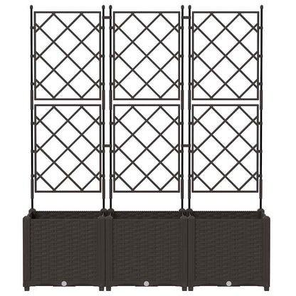 Garden Planter with Trellis 3 pcs Brown 120 x 40 x 143 cm PP
