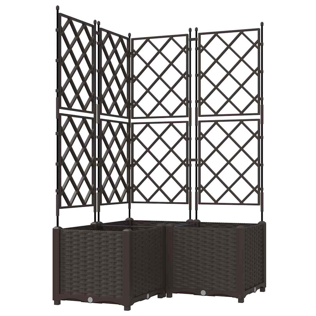 Garden Planter with Trellis 3 pcs Brown 80 x 80 x 143 cm PP