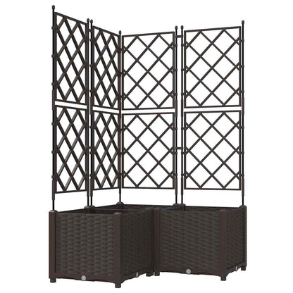 Garden Planter with Trellis 3 pcs Brown 80 x 80 x 143 cm PP