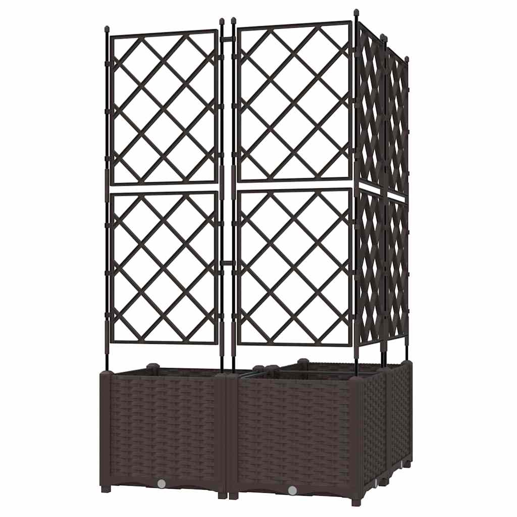 Garden Planter with Trellis 3 pcs Brown 80 x 80 x 143 cm PP