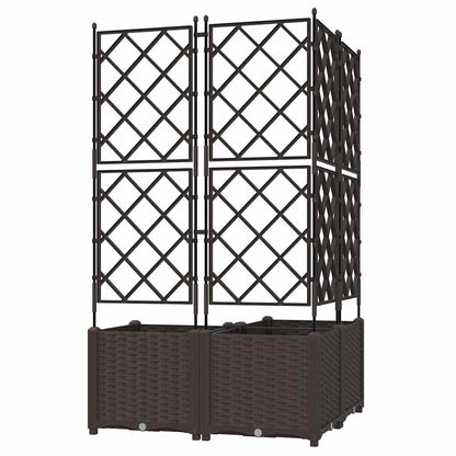 Garden Planter with Trellis 3 pcs Brown 80 x 80 x 143 cm PP