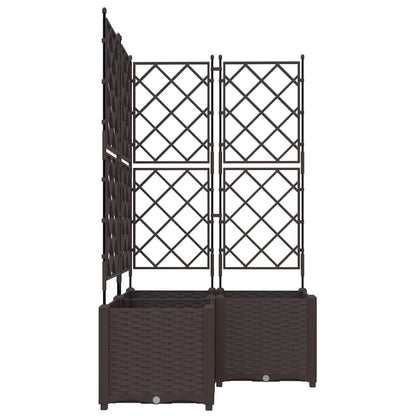 Garden Planter with Trellis 3 pcs Brown 80 x 80 x 143 cm PP