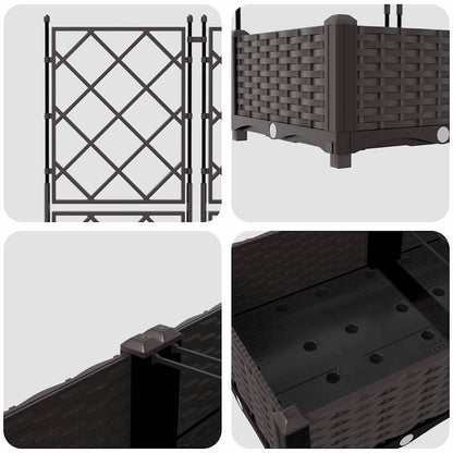 Garden Planter with Trellis 5 pcs Brown 120 x 120 x 125.5 cm PP