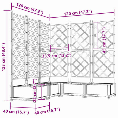 Garden Planter with Trellis 5 pcs Brown 120 x 120 x 125.5 cm PP