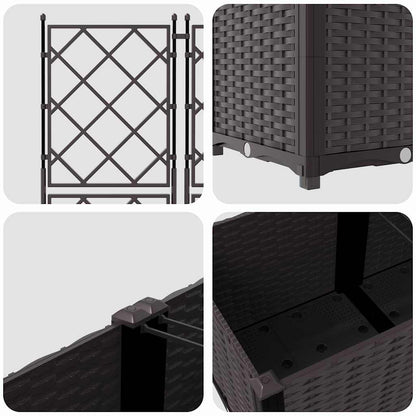 Garden Planter with Trellis 5 pcs Brown 120 x 120 x 143 cm PP