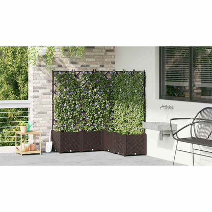 Garden Planter with Trellis 5 pcs Brown 120 x 120 x 143 cm PP