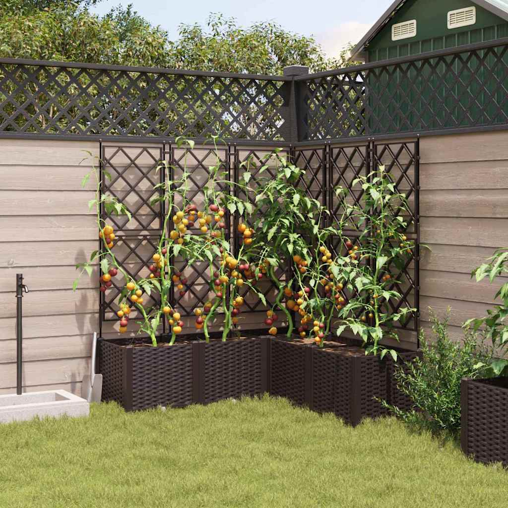 Garden Planter with Trellis 5 pcs Brown 120 x 120 x 143 cm PP