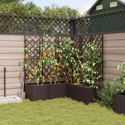 Garden Planter with Trellis 5 pcs Brown 120 x 120 x 143 cm PP