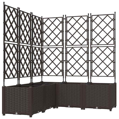 Garden Planter with Trellis 5 pcs Brown 120 x 120 x 143 cm PP