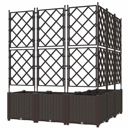 Garden Planter with Trellis 5 pcs Brown 120 x 120 x 143 cm PP
