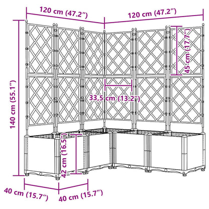 Garden Planter with Trellis 5 pcs Brown 120 x 120 x 143 cm PP