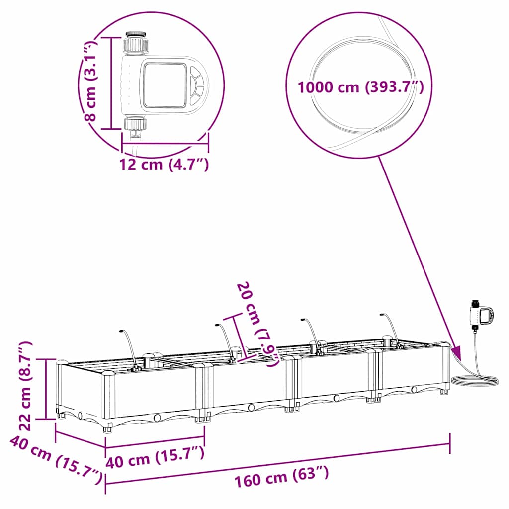Garden Brown 160 x 40 x 22 cm Steel