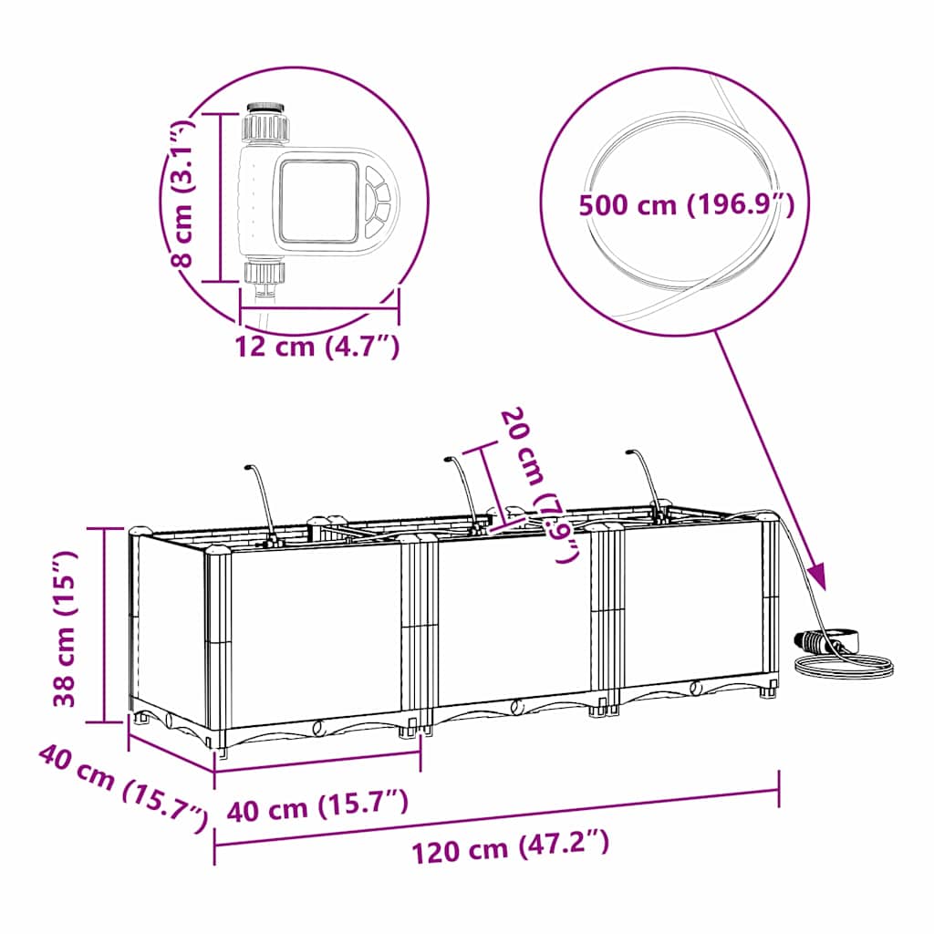 Garden Brown 120 x 40 x 37.5 cm Steel