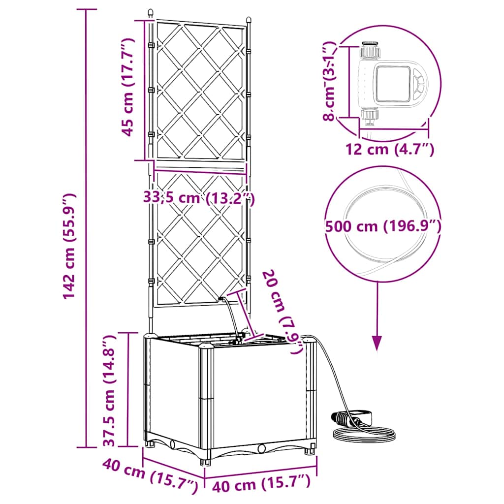 Garden Brown 40 x 40 x 142 cm Steel