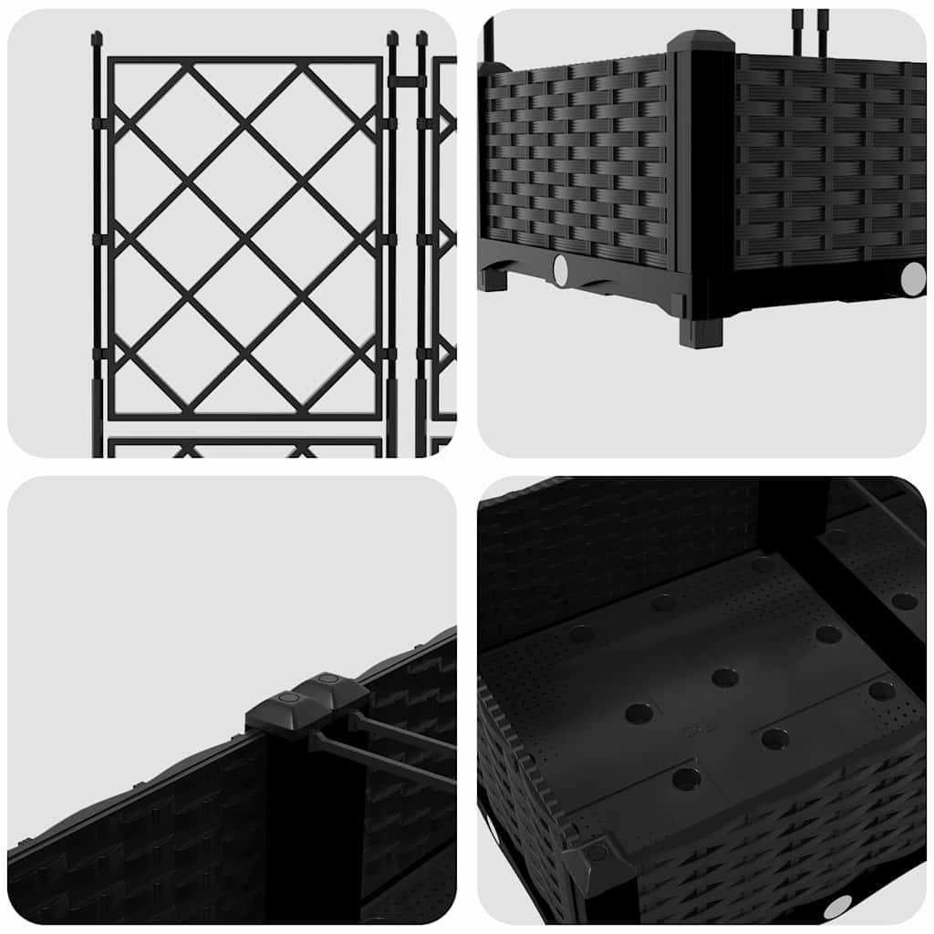 Garden Planter with Trellis 2 pcs Black 80 x 40 x 125.5 cm PP