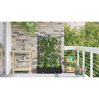 Garden Planter with Trellis 2 pcs Black 80 x 40 x 125.5 cm PP
