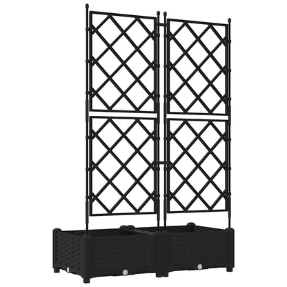 Garden Planter with Trellis 2 pcs Black 80 x 40 x 125.5 cm PP
