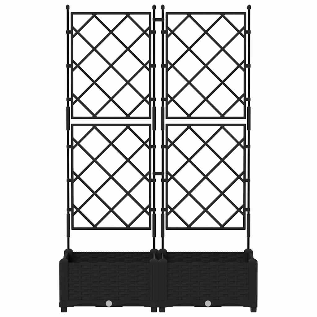 Garden Planter with Trellis 2 pcs Black 80 x 40 x 125.5 cm PP